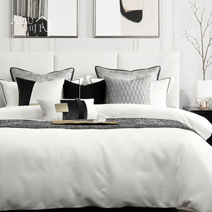 艾布之家样板房北欧ins轻奢风简约现代黑白灰色人字纹床品四件套