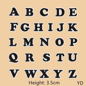 35mm高 小号26个套装大写英文字母刺绣布贴 绣花补丁 黑色