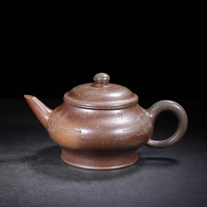 紫砂壶 品名:水平壶(柴烧窑变)底款:梅调鼎玉成窑