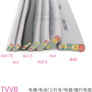 太丰 TVVB3～60芯*0.75 扁平电线柔性耐油耐寒电动门线电梯电缆CE