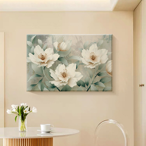 奶油风国画牡丹花卉开富贵客厅装饰画手绘油画高级感餐厅卧室挂画
