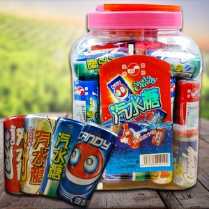 一桶50瓶绍佳汽水 糖80后怀旧零食可乐味汽水瓶糖气泡糖果7g