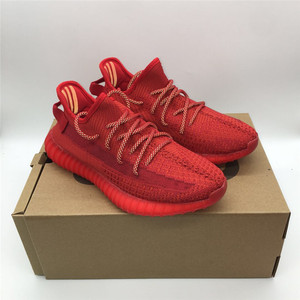 巧椰子350大红色鞋子qiao yeezy v2运动休闲高质感婚庆男女跑步鞋