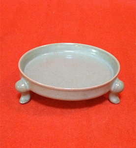 汝窑天青釉 三足笔洗 仿宋官窑古瓷器 古董古玩 收藏摆件.