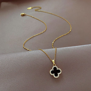 盈利来首饰厂淘宝【六六专享】盈美盈心ymy 双吊坠四叶草项链套组3