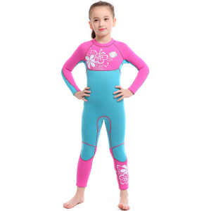 slinx儿童3mm潜水服女孩连体长袖游泳衣加厚保暖潜水冲浪水母衣