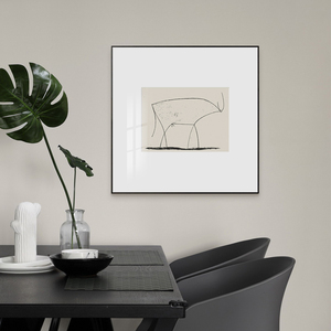 极简艺术装饰画毕加索抽象线条牛餐厅房间挂画卧室黑白和风素描画