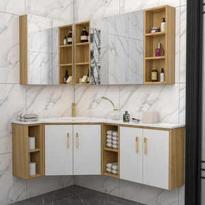 定制卫浴转角浴室柜拐角洗漱台镜柜组合三角形洗手脸池面盆柜实木