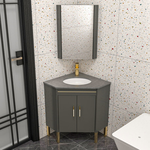 定制三角形浴室柜套装拐角岩板洗漱台异形切角洗手池脸盆柜小户型