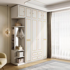 林氏木业轻奢现代卧室家用衣柜平开门衣橱大容量收纳储物柜子jo1d