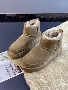 男士雪地靴舒适防滑保暖磨砂牛皮羊毛2023年新款短筒加厚男短靴子