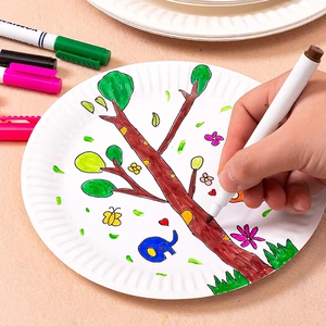 包邮一次性白色纸盘子蛋糕盘手工材料画画烧烤盘环创diy彩绘画材