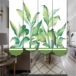 现代简约简欧美式绿色绿植卷帘隔断挂屏风客厅玄关过道背景墙装饰