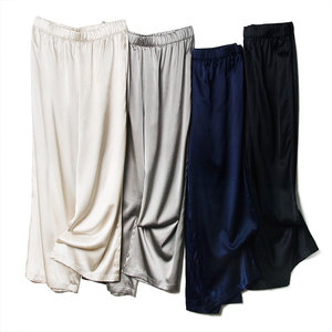 000人付款天猫白色重磅真丝裤子女高腰显瘦垂感丝绸缎面香云纱休闲