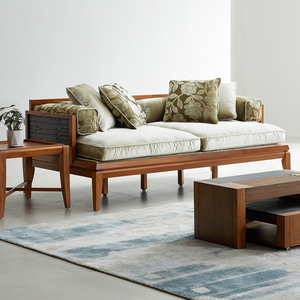 槟榔东南亚风格家具白蜡木实木罗汉床沙发新中式床民宿泰式清风榻