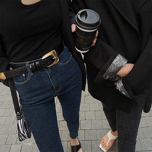 女士皮带真皮百搭纯牛皮时尚黑色装饰配细腰带裙子ins风牛仔裤带