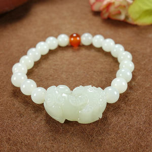 和田玉貔貅手链女招财皮丘玉石小貔貅男款独角转运送闺蜜生日礼物