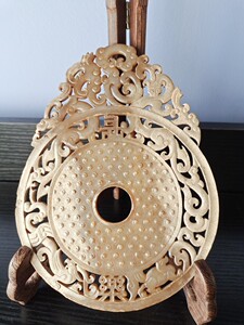 古玉汉代和田白玉长乐玉壁高19厘米宽14.5厘米