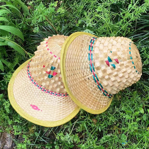 夏季户外竹编棒球帽鸭菠萝工艺太阳帽竹编钓鱼遮阳帽平鸭竹子帽子