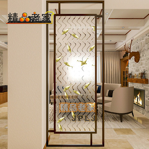 定做磨砂透明钢化雕花玻璃隔断墙屏风家用北欧轻奢餐厅走廊阳台