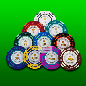 全新 德州扑克montecarlo14克黏土专业筹码贴膜面值齐 0.40