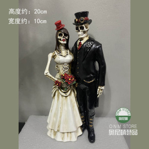 包邮新款骷髅头新郎新娘摆件绅士骷髅头墨西哥亡灵节万圣节旅游