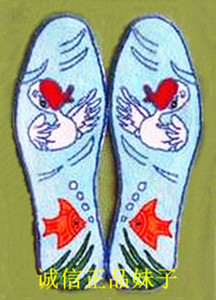 割绒鞋垫半成品割绒纯手工纯棉印花绣花鞋垫自己动手绣鹅鱼戏水款