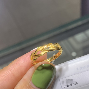 周大福国内专柜代购 穗穗平安麦穗戒指足金黄金戒指计价f221324