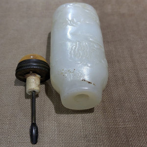 询价阿珠姐姐古玉老玉直播收藏清代新疆和田羊脂白玉山水纹鼻烟壶