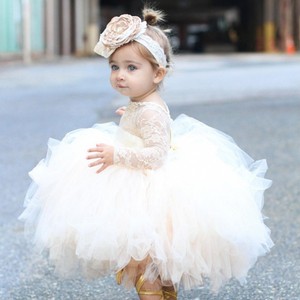 婴幼儿女宝宝一周岁生日蓬蓬公主裙洗礼花童婚礼小童钢琴演奏礼服