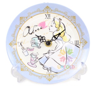 日本代购 迪斯尼 爱丽丝梦游仙境 公主 卡通 印花 钟表 闹钟 瓷盘