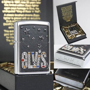 美国原装正品zippo打火机07年绝版限量镶钻猫王乐队24177