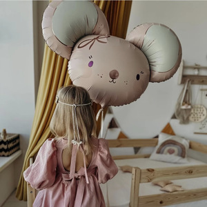 新款大号可爱月亮小熊气球粉红鼠铝膜气球儿童生日派对装饰铝箔球