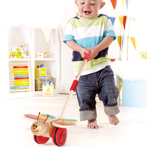 Hape蝴蝶推推乐婴幼儿手推学步车木制一岁宝宝学走路益智儿童玩具