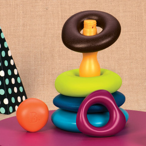 B.toys比乐叠叠乐儿童益智玩具宝宝彩虹套圈环堆堆乐软积木触感球