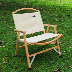 山趣户外烧烤露营折叠椅便携实木克米特野营椅家用透气帆布椅子