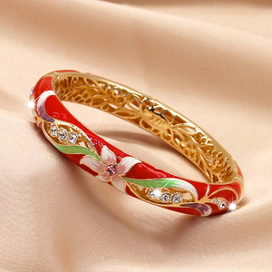 铜胎北京景泰蓝手镯女子珐琅彩掐丝圆中细复古镀金民族漂亮繁星花
