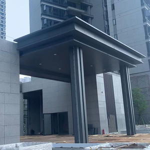 入户口雨棚铝单板氟碳漆深灰色深咖啡色有缝防水安装门头雨遮铝板