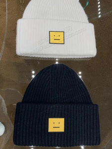 acne studios代购21秋冬新笑脸帽黄色笑脸羊毛针织帽男女同款冷帽