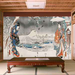 日式和风大型壁画墙纸 浮世绘 客厅餐厅背景墙画壁纸定制