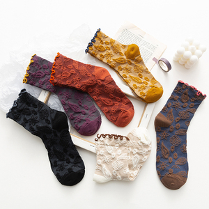 花边袜子女ins潮中筒袜复古民族风木耳边袜秋冬日韩系文艺堆堆袜