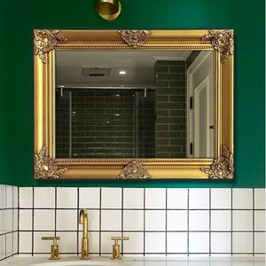 欧式法式方形浴室镜油画实木框轻奢雕花卫生间复古挂镜洗手间镜子