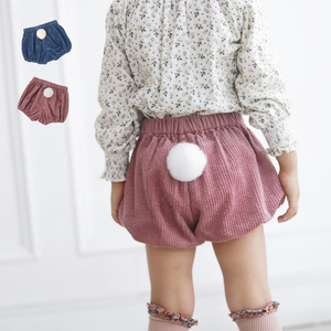 女童短裤儿童春秋宝宝大pp南瓜裤mslittle外穿全棉进口灯芯绒尾巴