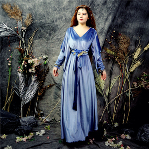 妩媚王妃复古气质高小个子罗马希腊女神范洋气醋酸面料连衣裙高端