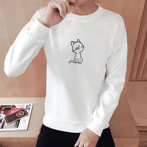 青少年小猫长轴男士长袖t恤丅带有图案春衫卫衣中学生韩版衣服潮