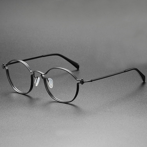 复古眼镜框手工机械朋克风设计师同款圆形纯钛眼镜架高度数百搭潮