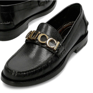 gucci古奇女鞋 代购 新款女士gg字母扣复古乐福鞋休闲皮鞋 平底鞋