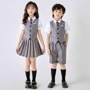 幼儿园园服英伦风毕业照套装夏装小学生校服短袖六一大合唱表演服