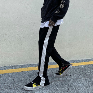 fog第五季校裤蓝比伯同款裤子欧美高街裤脚拉链条纹长裤男ins潮fg