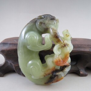 【恒雅斋88】西汉 古玉老玉 和田玉螭龙 黑古胶秋葵黄沁 包老包退